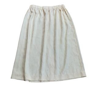 Vintage Cream Floral Rose Delicate Dainty High Waisted Retro Skirt Small